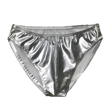 

Men Sexy Shiny Latex Briefs Glossy Thong Panty Low Waist Cosy Wet Look Underwear