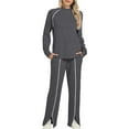 thumbnail image 5 of Kixjoy 2 Piece Sets for Women Oversized Casual Long Sleeve Sweatsuits Workout Warm Sweatshirts and Pants 2 Piece Plain Winter Loungewear Sets Woman, Dark Gray M, 5 of 7