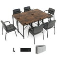 thumbnail image 1 of Costway 32" Meeting Room Desk Set of 4 with Charging Station & Headphone Hook Metal Frame Brown, 1 of 7