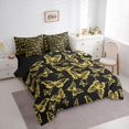 thumbnail image 3 of Homewish Cute Dreamy Butterfly Twin Bedding Sets 7-Piece for Girl, Bling Animal Moth Bedding Comforter Set, Yellow Cartoon Theme Reversible Sheet Sets, Ultra Soft Bedroom Decor, 3 of 7