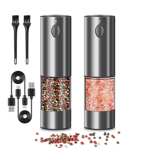 2PCS electric salt and pepper grinder set - battery-powered spice grinder, adjustable for coarseness, perfect for home kitchens, durable plastic, electric salt and pepper grinder, automatic grinder