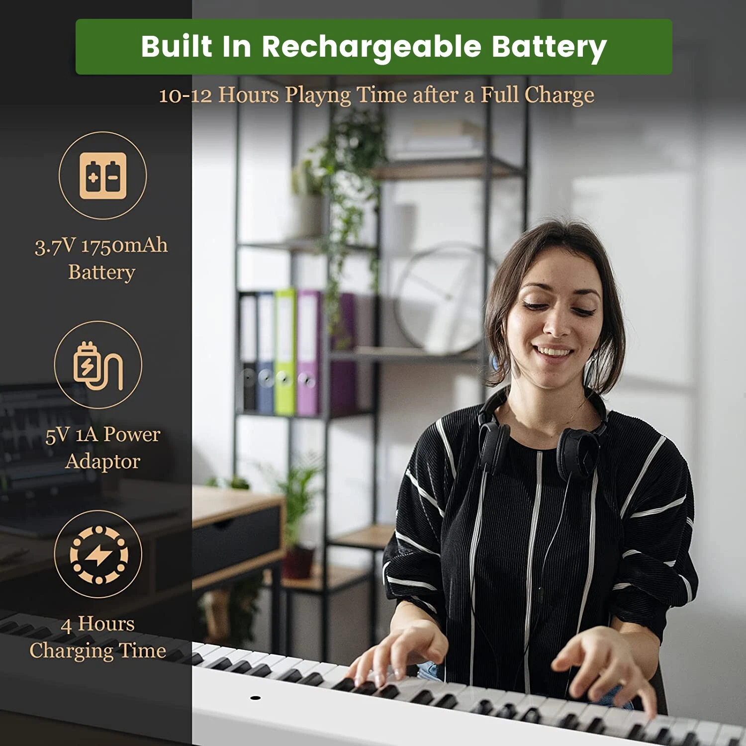 iMeshbean 88 Key Electric Piano Keyboard Foldable Semi Weighted Full Size Key w/Pedal & Bag, White