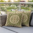 thumbnail image 4 of Classical Floral Pillow Covers 2 Pack Vintage Green Ethnic Bohemian Pastoral Pillowcase Waterproof Outdoor Throw Pillow Cover for Patio Garden Square Cushion 24”x24”, 4 of 9
