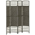 thumbnail image 2 of HOMCOM 4 Panel Room Divider, Folding Privacy Screen, 5.6' Room Separator, Wave Fiber Freestanding Partition Wall Divider, Dark Gray, 2 of 9