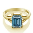 thumbnail image 2 of Gem Stone King 18K Yellow Gold Plated Silver Persian Blue Moissanite Solitaire Engagement Ring for Women (2.00 Cttw, Emerald Cut 9X7MM, Gemstone Birthstone, Size 7), 2 of 4
