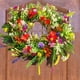 thumbnail image 4 of Corona de flores de primavera y verano para puerta de entrada, simulación de flores secas, ranúnculo, planta verde, flor eterna., 4 of 6