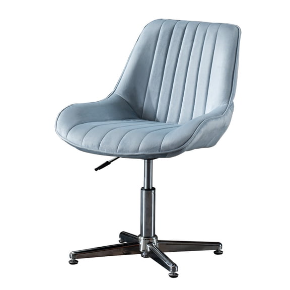 Cross Legged Office Chair Armless Swivel Desk Chair No Wheels,Mid Back PU Leather Computer Task Chair Modern Vanity Chair for Home Office