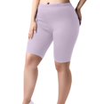 thumbnail image 2 of Plus Size Capri Leggings for Women High Waisted Long Yoga Shorts Tummy Control Pedal Pushers Knee Length Pull on Workout Crop Pants Summer Soft Ladies Athletic Shorts Light Purple 3XL, 2 of 5