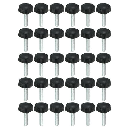 Uxcell M4x18mm Knurled Thumb Screws Clamping Screws Knobs Grip Bolts Fasteners for Furniture Hardware Black 30 Pack