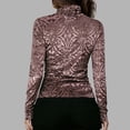 thumbnail image 5 of Roncen Womens Slim Fit Velvet Burnout Top Cowl Neck Long Sleeve See Through Shirt Blouses Tops, 5 of 7