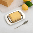 thumbnail image 2 of Butter Dish with Lid and Extra Butter Knife, Stainless Steel Butter Container for Countertop & Refrigerator, Durable Covered Butter Keeper for Butter, Cheese, Kitchen Storage (Silver), 2 of 5