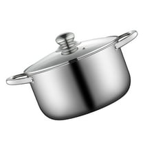 LEORX 1Pc Stainless Steel Soup Pot with Glass Lid Multi Functional Kitchenware