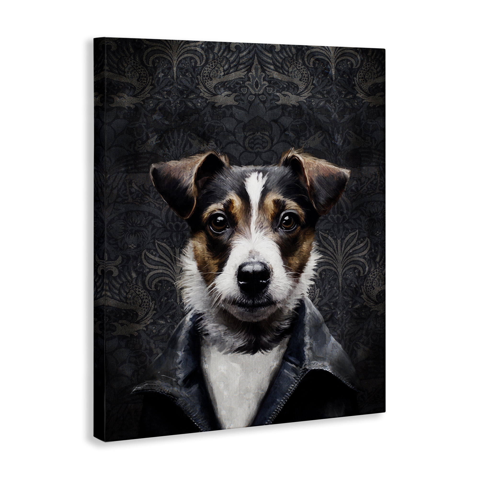 Stupell Industries Dog with Ornate Background Animals Painting Wrapped Canvas Art Print Wall Art, 16 x 20