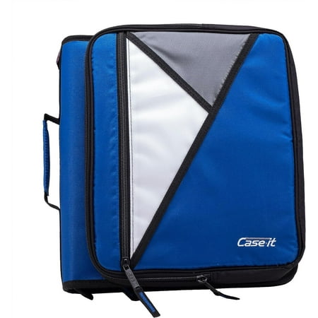 Case-it The Universal Zipper Binder - 2 Inch O-Rings Padded Pocket That Holds up to 13 Laptop/Tablet Multiple Pockets 400 Page Capacity Comes with Shoulder Strap Midnight Blue LT-007