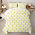 thumbnail image 2 of Castle Fairy Minimalist Oval Grid Twin Quilt Set 2 Pieces,Geometric Rounded Twin Coverlet Set,Yellow White,1 Bedspread and 1 Pillowcase, 2 of 7