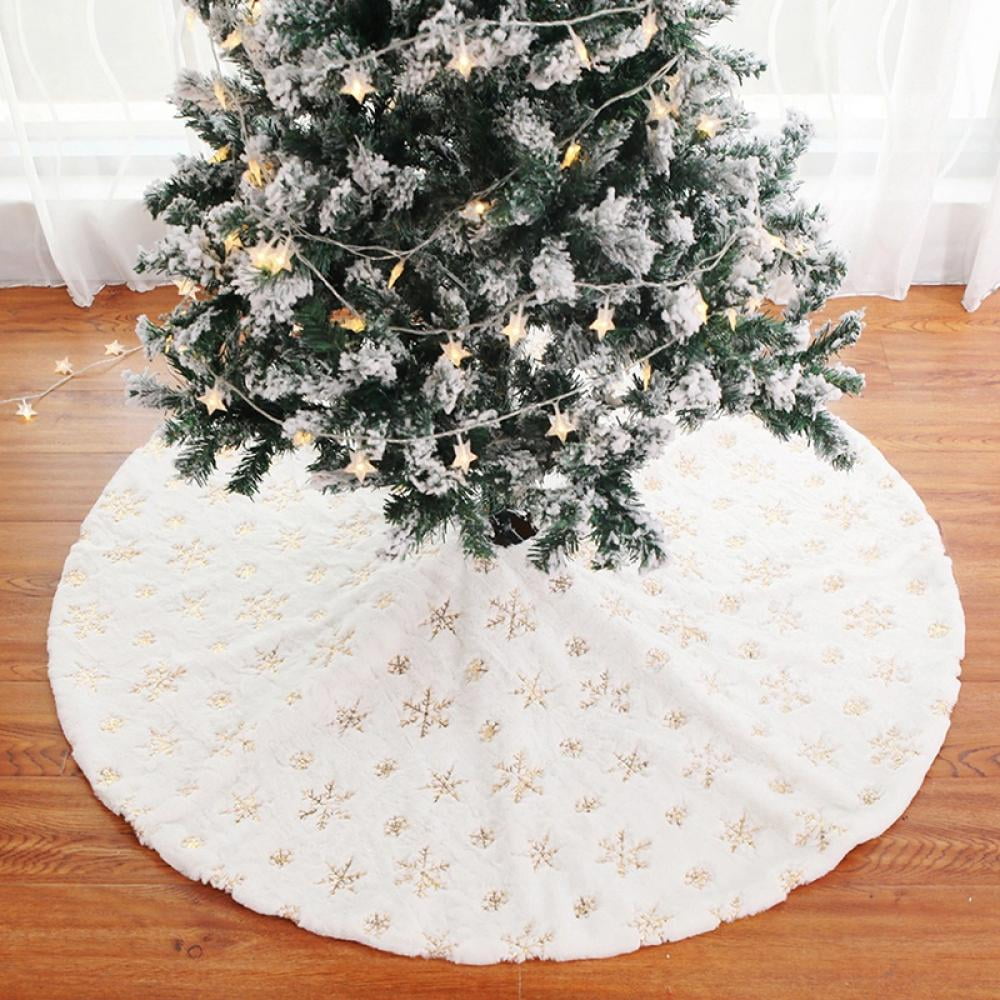 Details about   White Christmas Tree Skirt Base Faux Fur Xmas Floor Mat Ornaments Decoration 