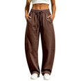 thumbnail image 2 of Evdexr Sweatpants Women Barrel Drawstring Elastic Waist Pants Solid Baggy Wide Leg Comfy Trousers Casual 2026 Stylish Joggers with Pockets Coffee S, 2 of 6