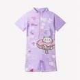 thumbnail image 5 of ZQUUVOU Girls Short Sleeve Rash Guard Cute Print Zipper Front Boyleg One Piece Swimsuit Athletic Surfing Swimwear Purple, 5 of 5
