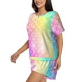 thumbnail image 2 of Lsque Fish Scale Women's Short-Sleeved Pajama Set - 2 Piece Soft and Lightweight Sleepwear Set-Large, 2 of 9