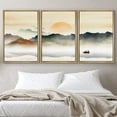 thumbnail image 2 of IDEA4WALL Framed Canvas Print Wall Art Set Pastel Rising Sun Misty Ocean Mountain Nature Wilderness Modern Art Decorative Landscape Rustic for Living Room, Bedroom, Office - 16"x24"x3 Natural, 2 of 5