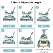 FACNOATIHN 5-in-1 Baby Walker, Musical Activity Push Walker with Detachable Awning Footrest, Adjustable Height, Green