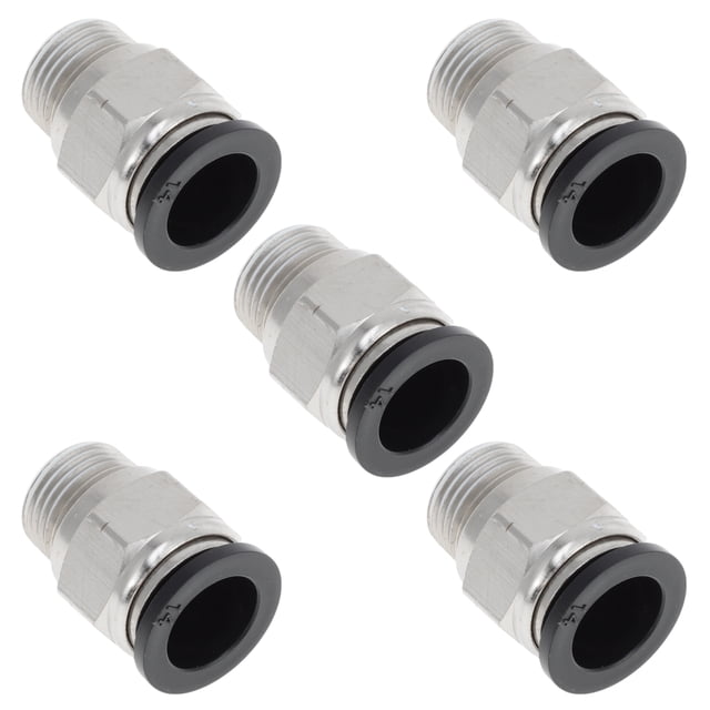Conectores de aire de 35/64" con rosca macho, conector rápido de línea de aire, plástico niquelado, cobre de 3/8" NPT, 5 piezas, tono negro y plateado