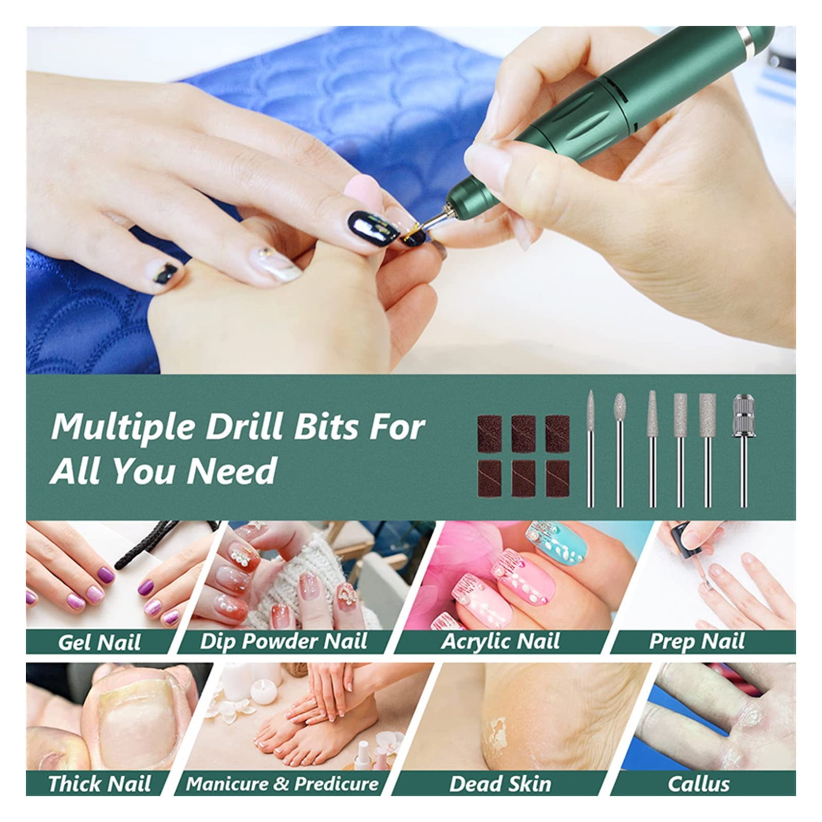 45000RPM Electric Nail Drill Machine, Rechargeable Manicure Machine With LCD Display, Portable Cordless Drill Set Nail Art Tools ,Low Noise