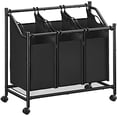 thumbnail image 1 of SONGMICS Laundry Sorter, Rolling Laundry Basket with 3 Removable Bags, Laundry Hamper, Laundry Cart, for Laundry Room, Bedroom, Bathroom, 3 x 11.9 Gallons, Ink Black, 1 of 7