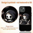 thumbnail image 4 of Cute Grim Reaper Phone Case for iPhone 16 15 14 13 12 11 Pro Max, Halloween Phone Cover with Gothic Skeleton, Spooky Book Lover Design, 4 of 6