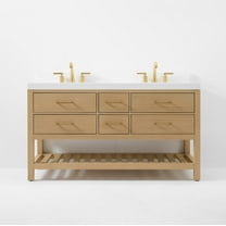 Elizabeth 60 in. Bath Vanity in Oak with White Quartz Top and Undermount Basin