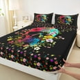 thumbnail image 3 of jejeloiu Colorful Cute Flowers Bed Sheets,Gothic Skull King Sheets,Happy Velantine'S Day Sheet Set For Men Women,Breathable Home Decor,4-Piece, 3 of 7
