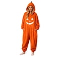 thumbnail image 2 of FASHOFT Halloween Pajamas for Women Pumpkin Onesie Adult Long Sleeve Hooded Jumpsuit Plush Flannel Soft Cozy Loungewear M, 2 of 9