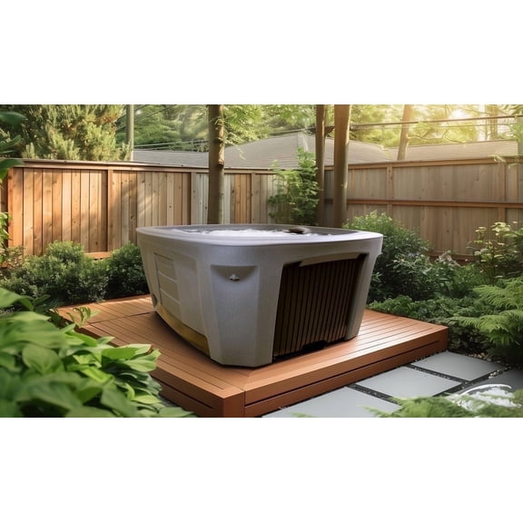 Arise 5‑Person 45‑Jet Plug & Play Hot Tub – 120V/240V, Stainless Steel Heater, Ozone System, Waterfall & LED Lighting (Gray)