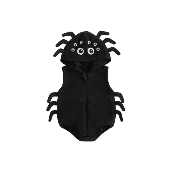 RUINIXCW Newborn Baby Girl Boy Thanksgiving Turkey Costume Kids Halloween Spider Costume Infant Baby Boy Girl Fall Winter Clothes Warm Fleece Romper Sleeveless Hooded Zip Up Bodysuit Jumpsuit