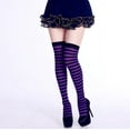 thumbnail image 5 of WTXUE Thigh-High Stockings, Socks for Women Black Stockings for Women Women Stripe Print Long Tube Knee Socks Fancy Dress Funny Dress Up Props Thigh High Stockings Purple, 5 of 7