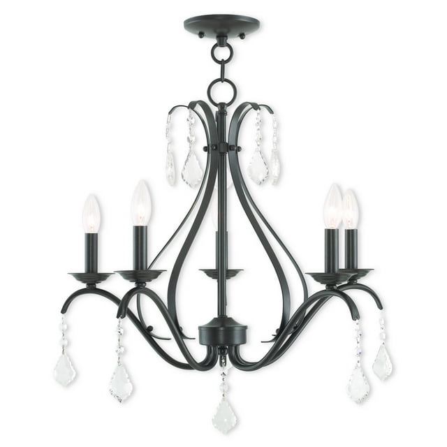 Livex Lighting 40845-92 Transitional Five Light Chandelier from Caterina Collection Dark Finish, English Bronze