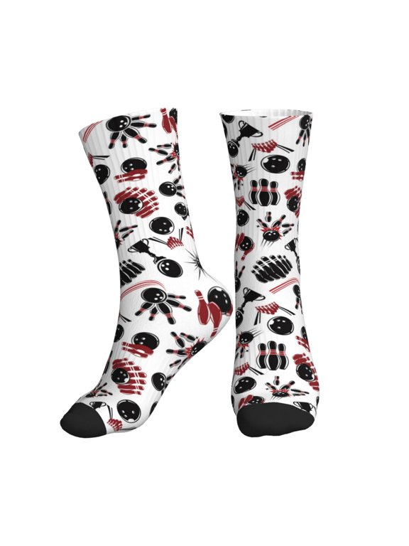 Crew Socks for Women Men Athletic - bowling Soft Comfort Breathable Mid-Calf Sole Running Socks Womens Men