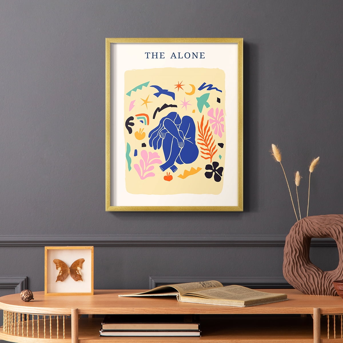 Matisse CDXLIII in Gold Solid Wood Framed Print No Nail Hanging