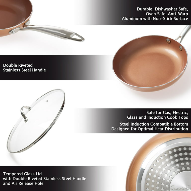 URBN-CHEF Ceramic Rose Gold Induction Cooking Pots Pans Frying Pan Cookware  Set