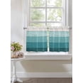 thumbnail image 3 of Half Window Curtain 36 Inches Long, Teal Ombre Window Treatment Curtain Drapes, Farmhouse Vintage Wooden Striped Small Tier Curtains for Bathroom Over Sink, 27.5"x36", 2 Panels, 3 of 7