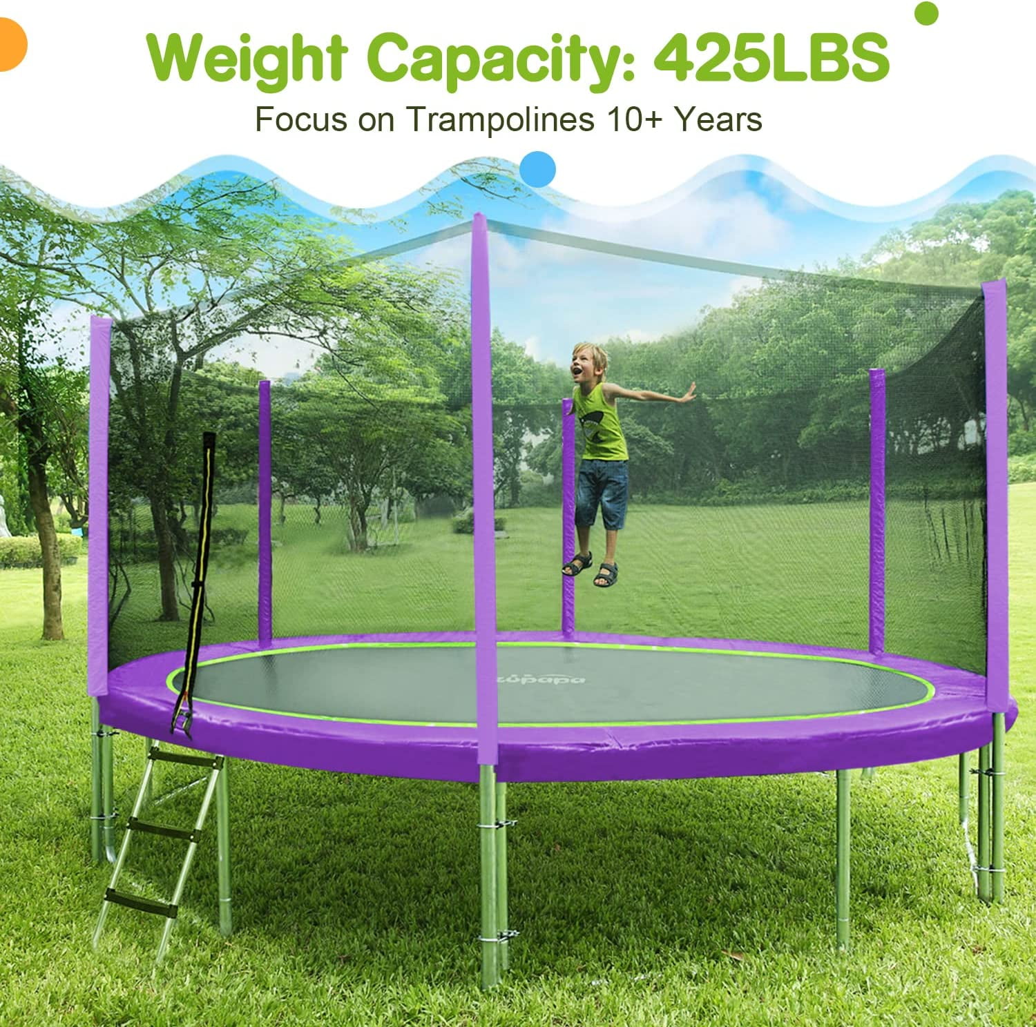 Zupapa Kids Trampoline 8 16FT 1500 LBS Capacity No Gap Safety Net Outdoor Walmart