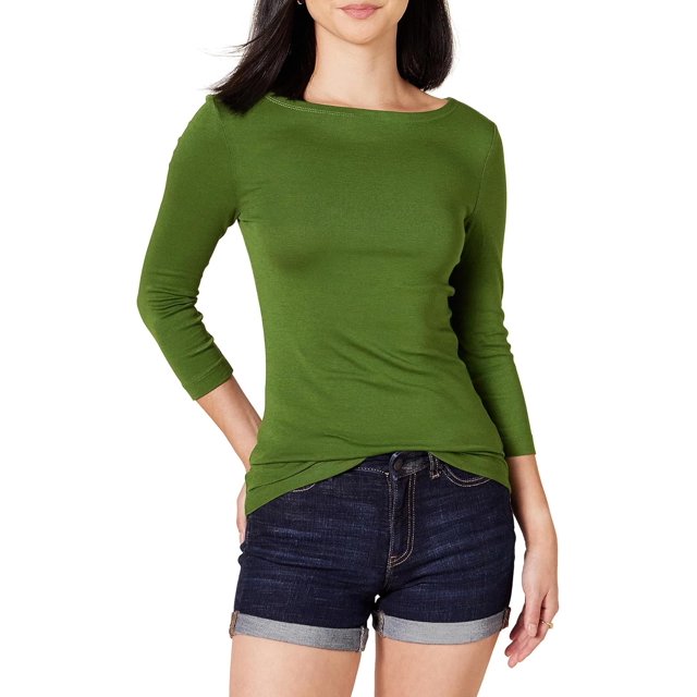 walmart Essentials Womens 3/4 Sleeve Boatneck T-Shirt