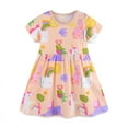 thumbnail image 2 of Girl's Summer Dresses Short Sleeve Cotton Midi Casual Sundress Girls Cartoon Jersey Printing Dresses 2-7 Years, 2 of 6