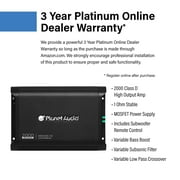 Planet Audio MB2000.1D 1-CH Monoblock 2000W Peak Class-D MOSFET Car Amplifier