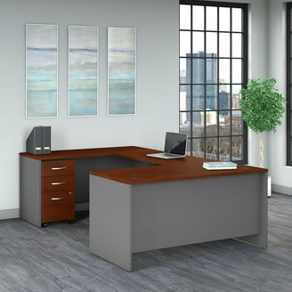 300 Series 79'' Teardrop Desk & Left Cabinet Espresso - Walmart.com