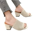 thumbnail image 6 of VEKDONE Sandals for Women Women's Fashion Casual One-Line Spring And Summer New Breathable Flying Woven High-Heeled Slippers, 6 of 6