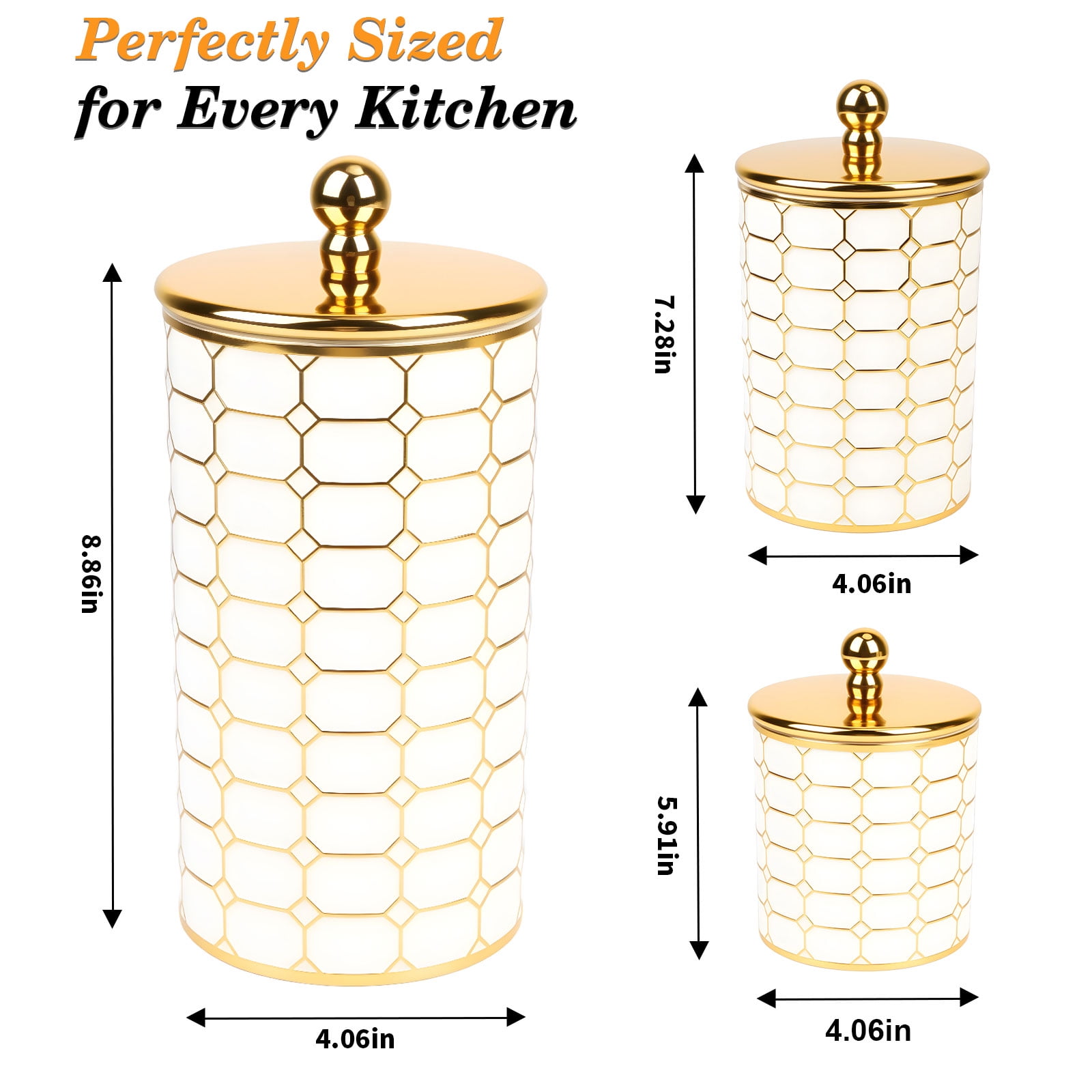 3-Piece Plastic Canister Set, Airtight Food Storage Containers for Kitchen Countertop & Pantry, BPA-Free Canisters for Flour, Sugar, Coffee, Tea, Farmhouse Style Organizers