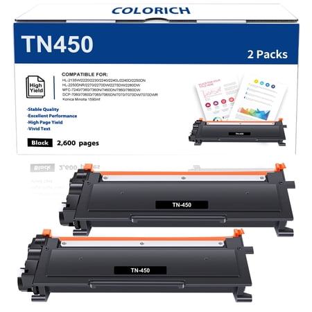 Colorich Compatible Toner Cartridge for Brother TN450 TN-450 TN420 TN-420 for Brother HL-2270DW HL-2280DW MFC-7360N MFC-7860DW DCP-7065DN FAX-2940 IntelliFax-2840 Printer (2x Black) price history on PriceWatchPro