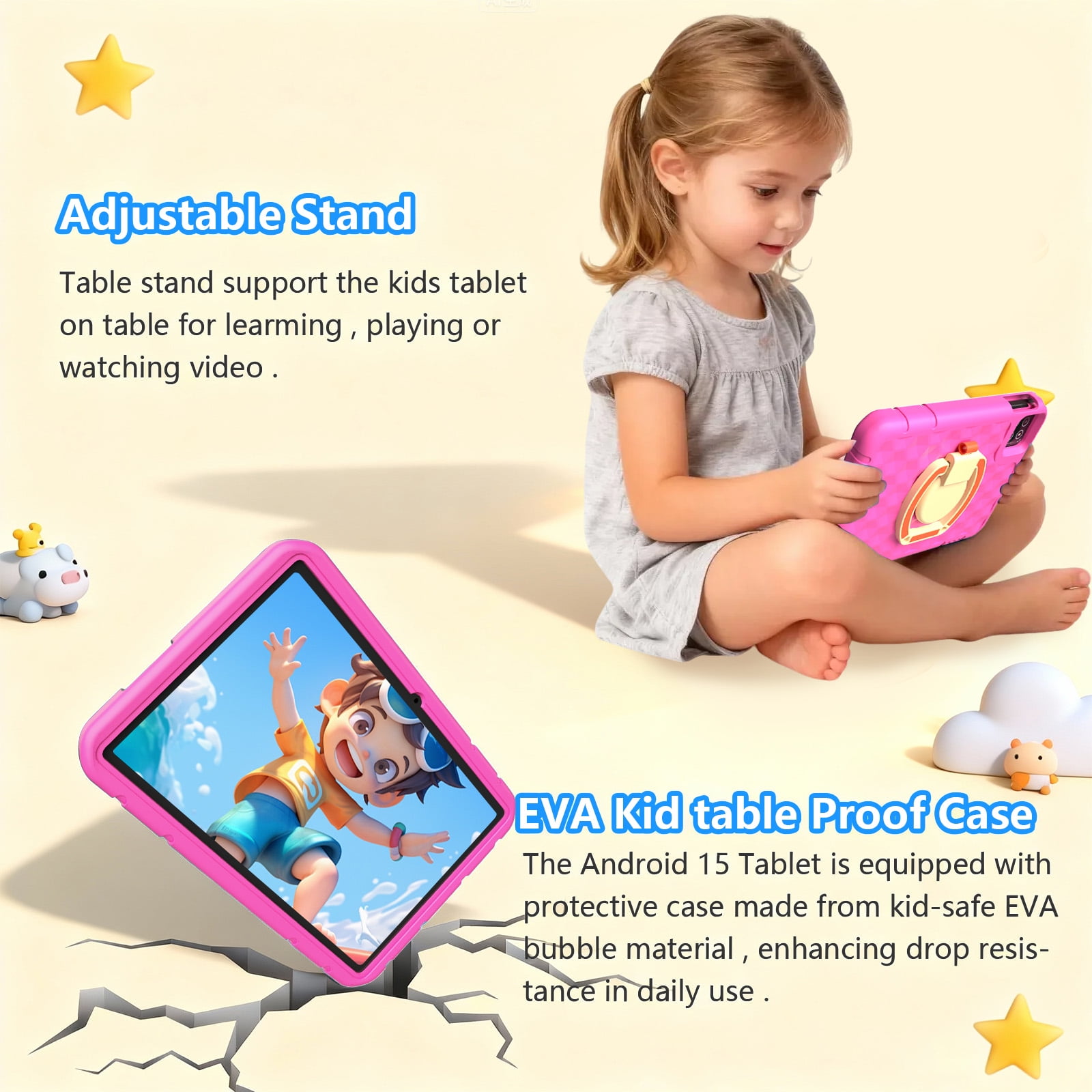 Android 15 Tablet, 10.1 inch Kids Tablet, Octa-core CPU, 20GB+128GB+1TB Expand Tablets for Kids with Kids Space, Parental Control, 6000mAh Big Battery, HD Touchscreen Display Tableta