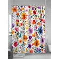 thumbnail image 5 of Watercolor Wild Flowers Print Shower Curtain, Boho Floral Bathroom Decor Curtains Set with Hooks, Waterproof Fabric Home Accessories， 60 X 72 Inch Long, 5 of 6